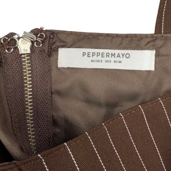 PEPPERMAYO Talula Pinstripe Bustier Sz 2 Chocolate White - Picture 5 of 7